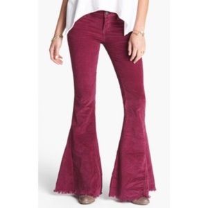Rare Free People Maroon Corduroy Flare Bell Bottom